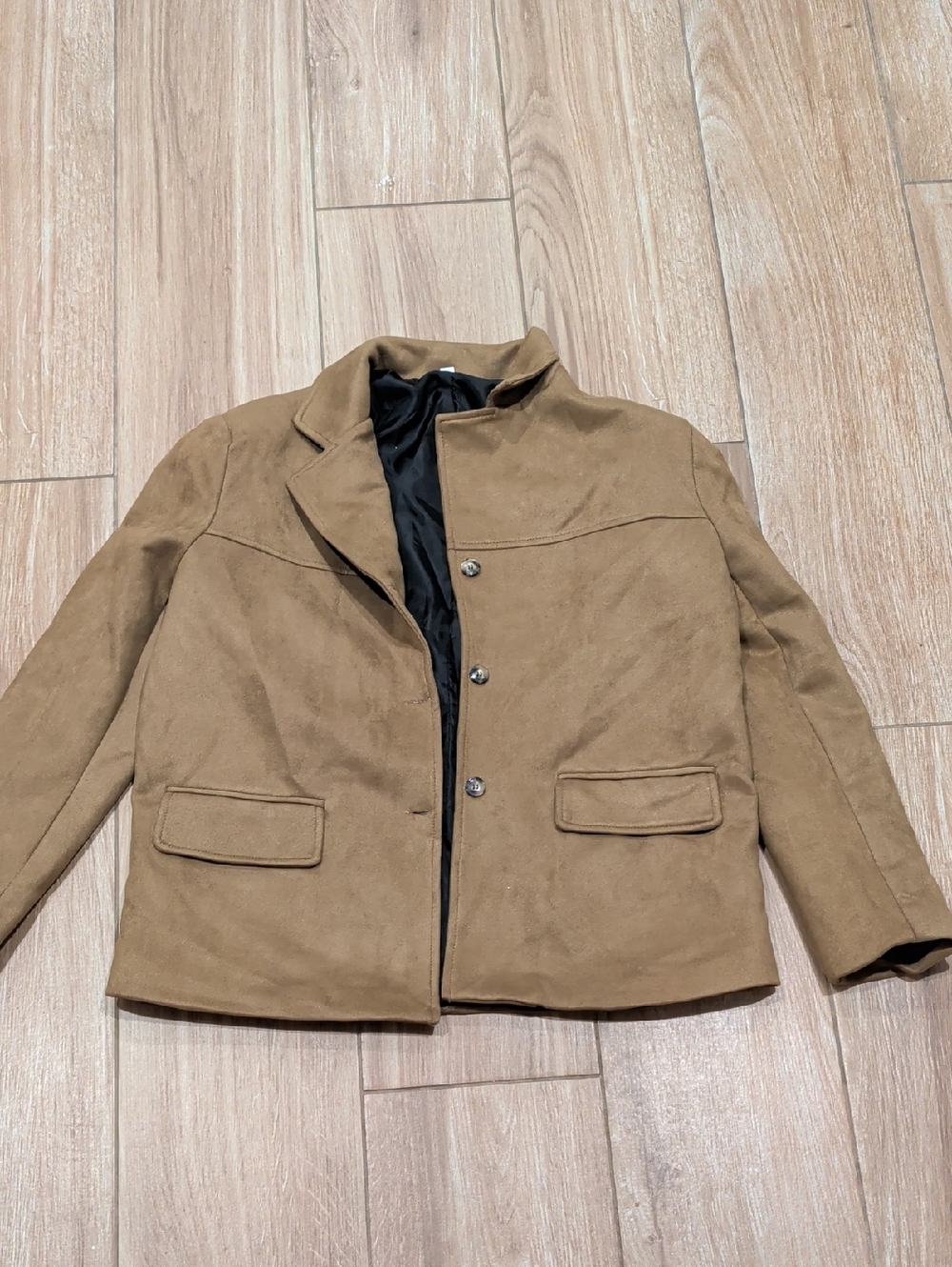 Women's Tan Pea Coat with Button Front